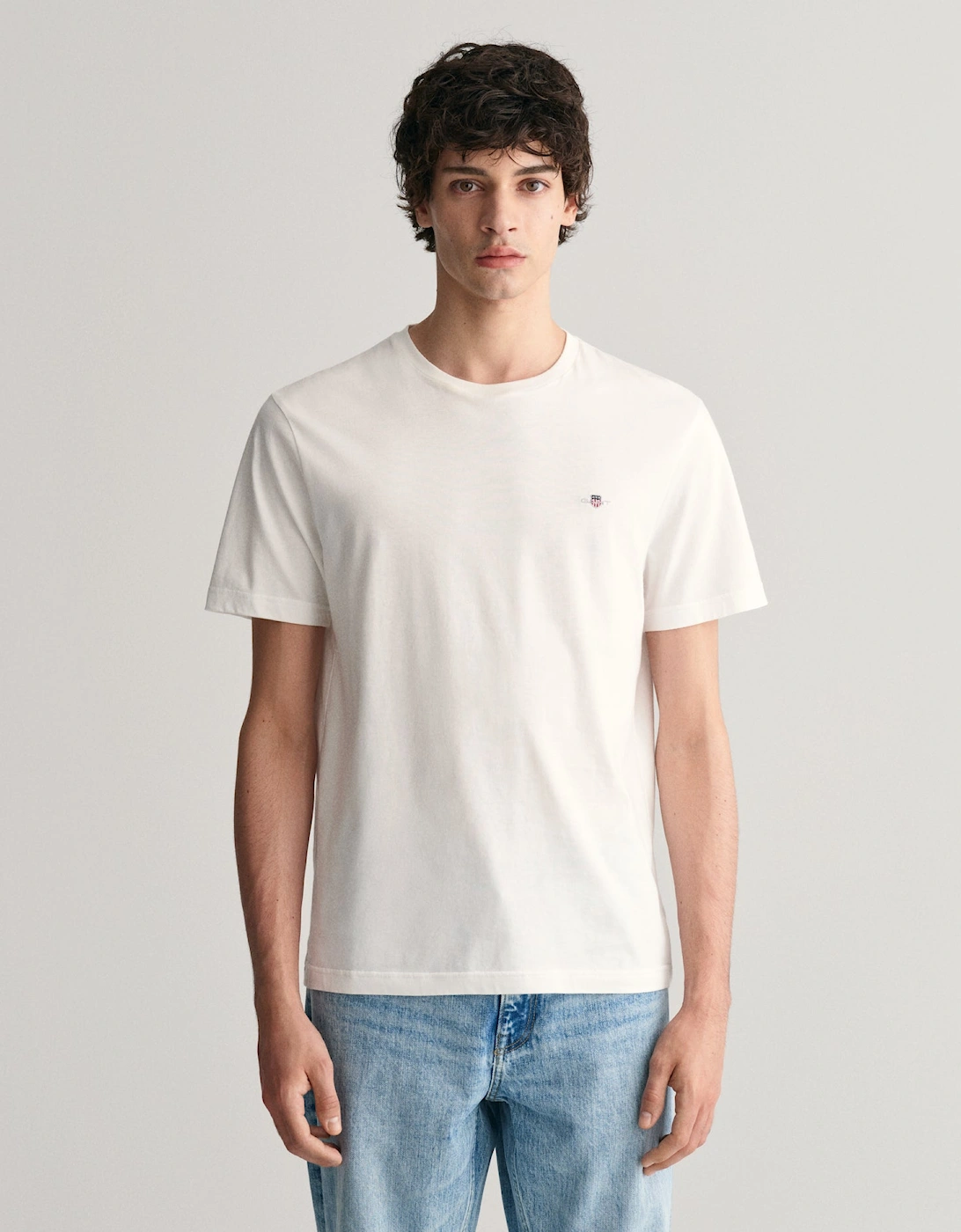 Gant Men's White Regular Shield T-Shirt, - : 38/Regular Medium