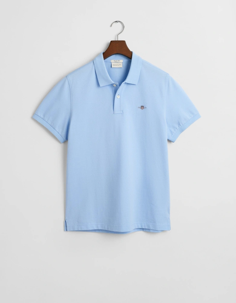 Regular Shield Pique Polo Shirt, Capri Blue