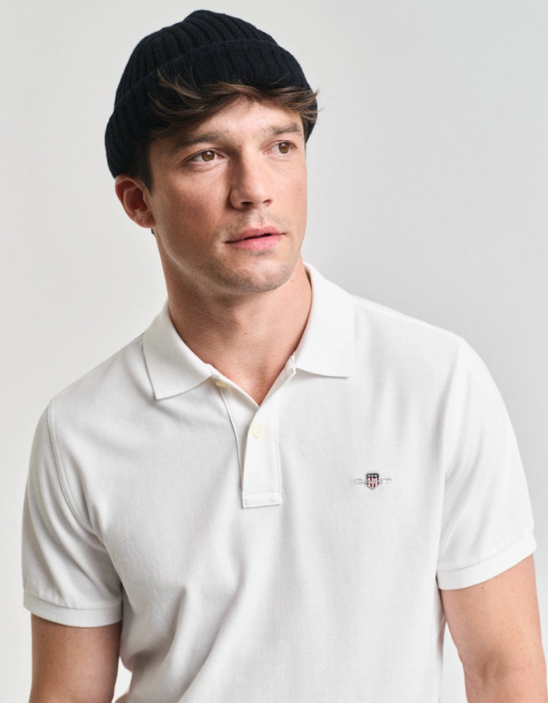 Regular Shield Pique Polo Shirt, White