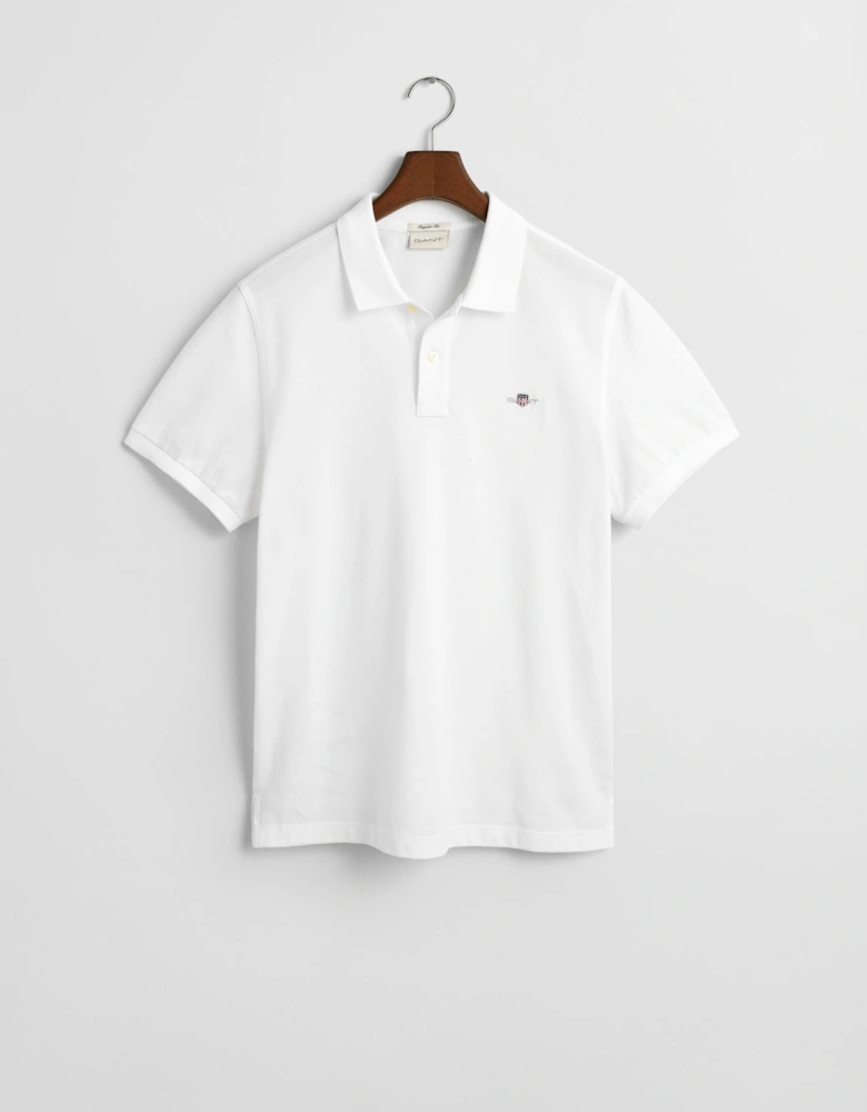 Regular Shield Pique Polo Shirt, White