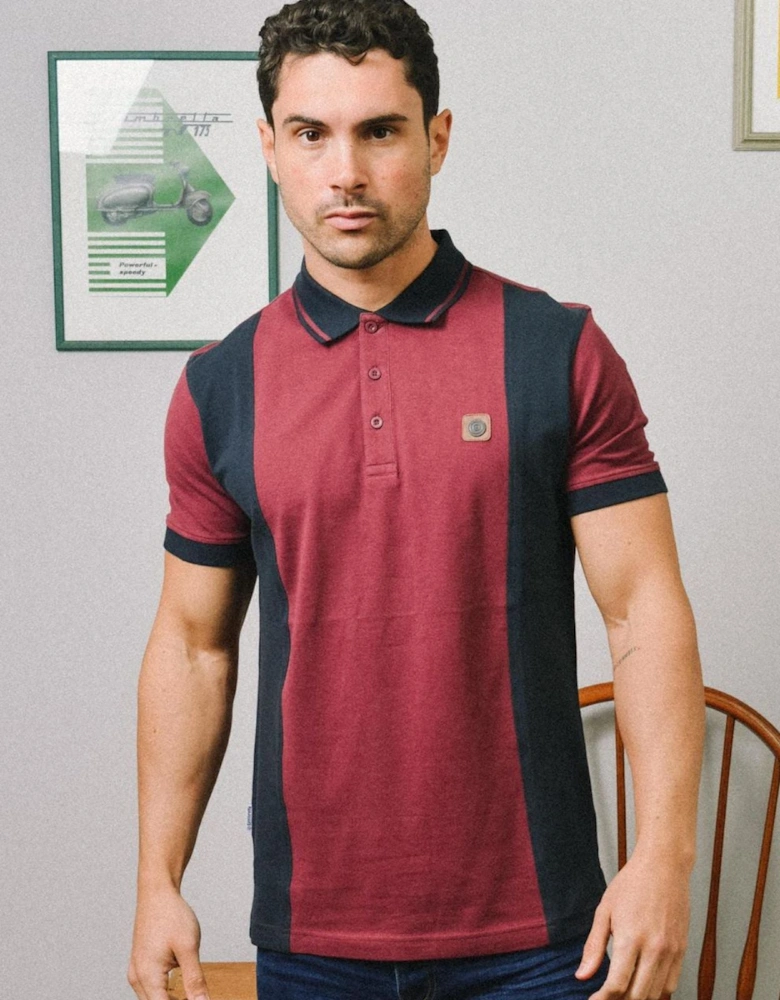 Mens Vintage Colourblock Retro Polo Shirt