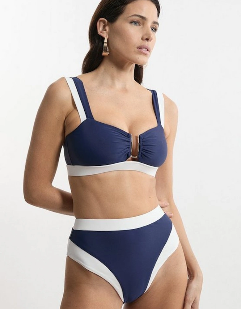 Colour Block Trimmed Bikini Top