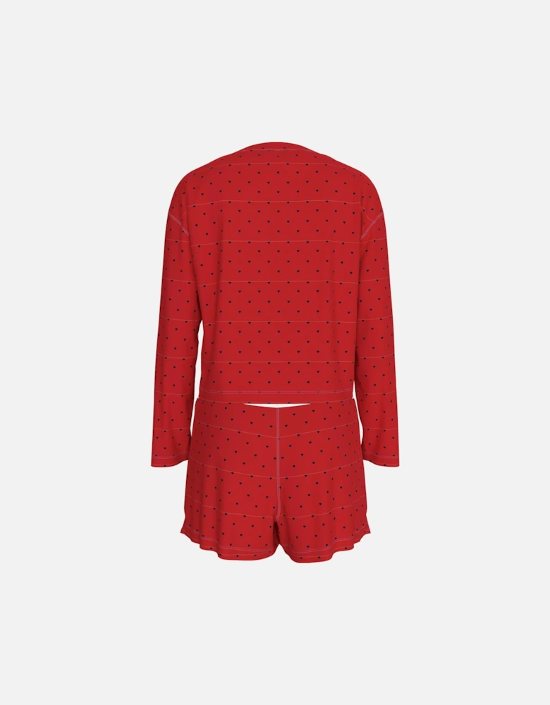 HERITAGE Womens Pyjama Set Hearts Primary Red Aop