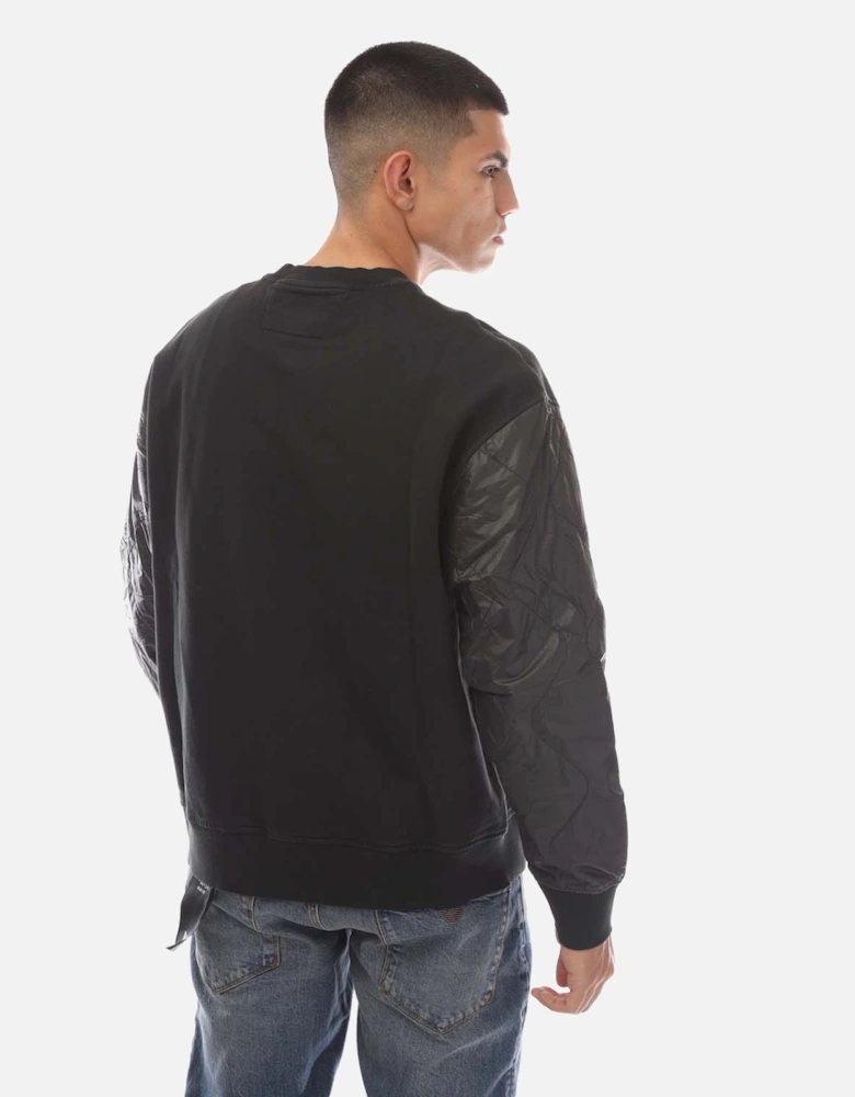 Diagonal Raised Fleece Quilted Crewneck Sweatshirt