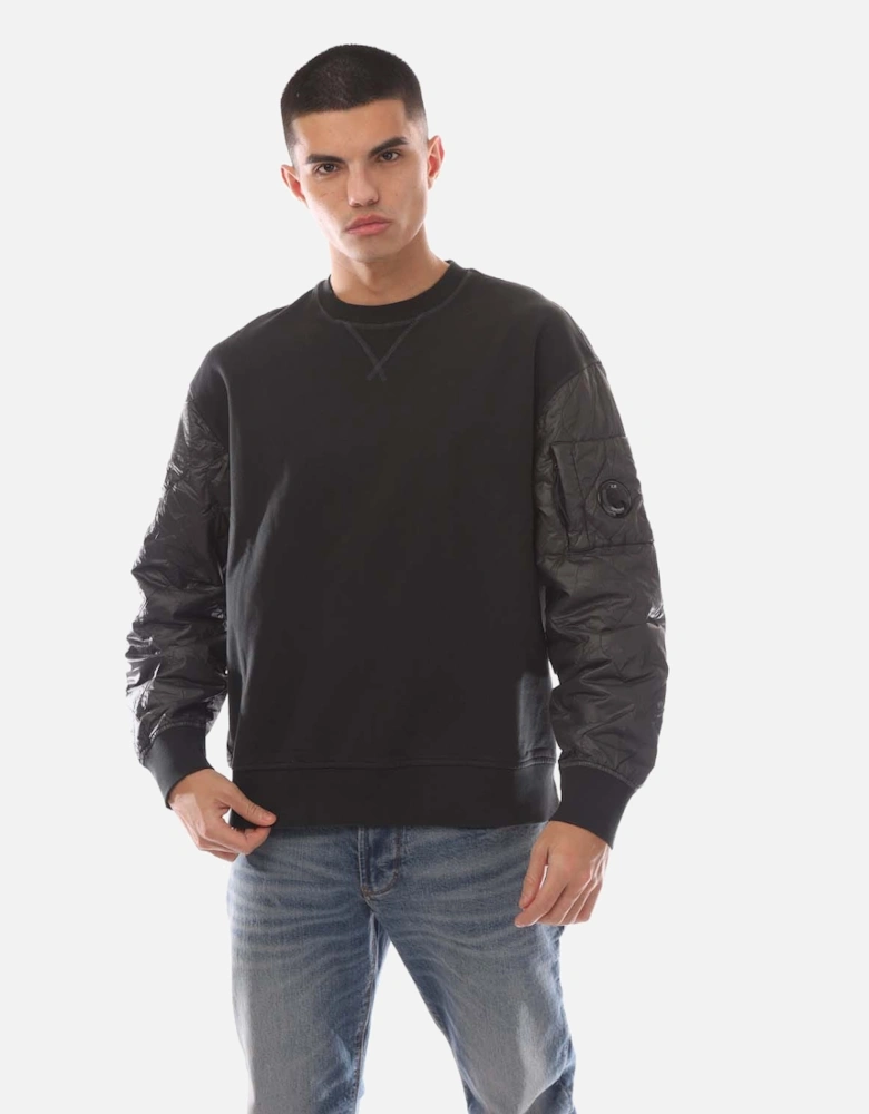 Diagonal Raised Fleece Quilted Crewneck Sweatshirt