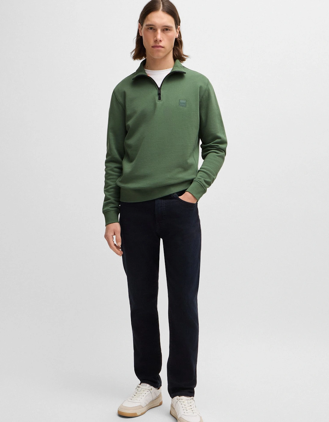 Logo Patch Zip-Neck Sweatshirt