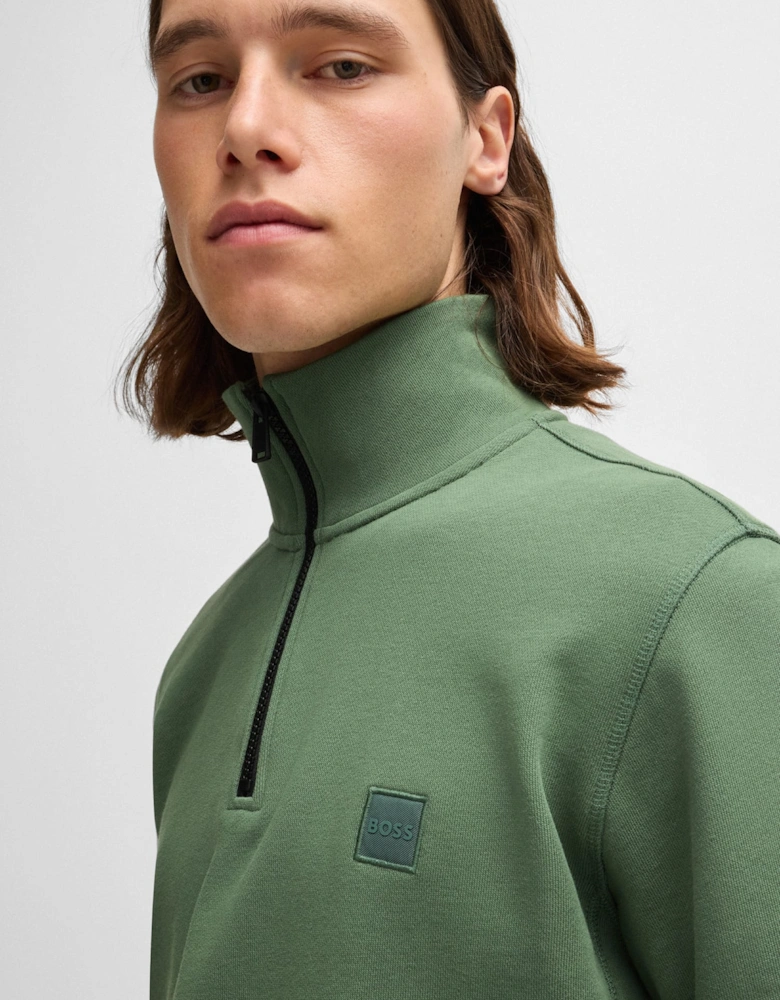 Logo Patch Zip-Neck Sweatshirt