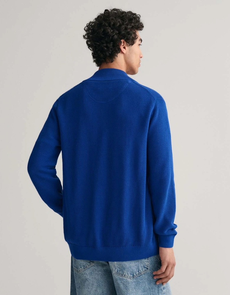 Mens Cotton Pique Zipped Cardigan