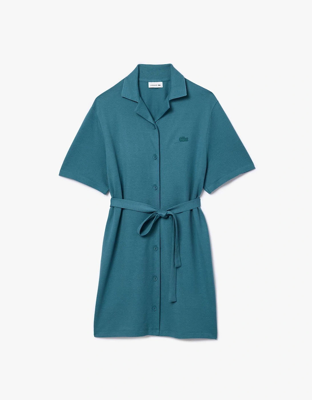 Lacoste Women's Linen and Cotton Belted Shirt Dress - Green - Size: 10