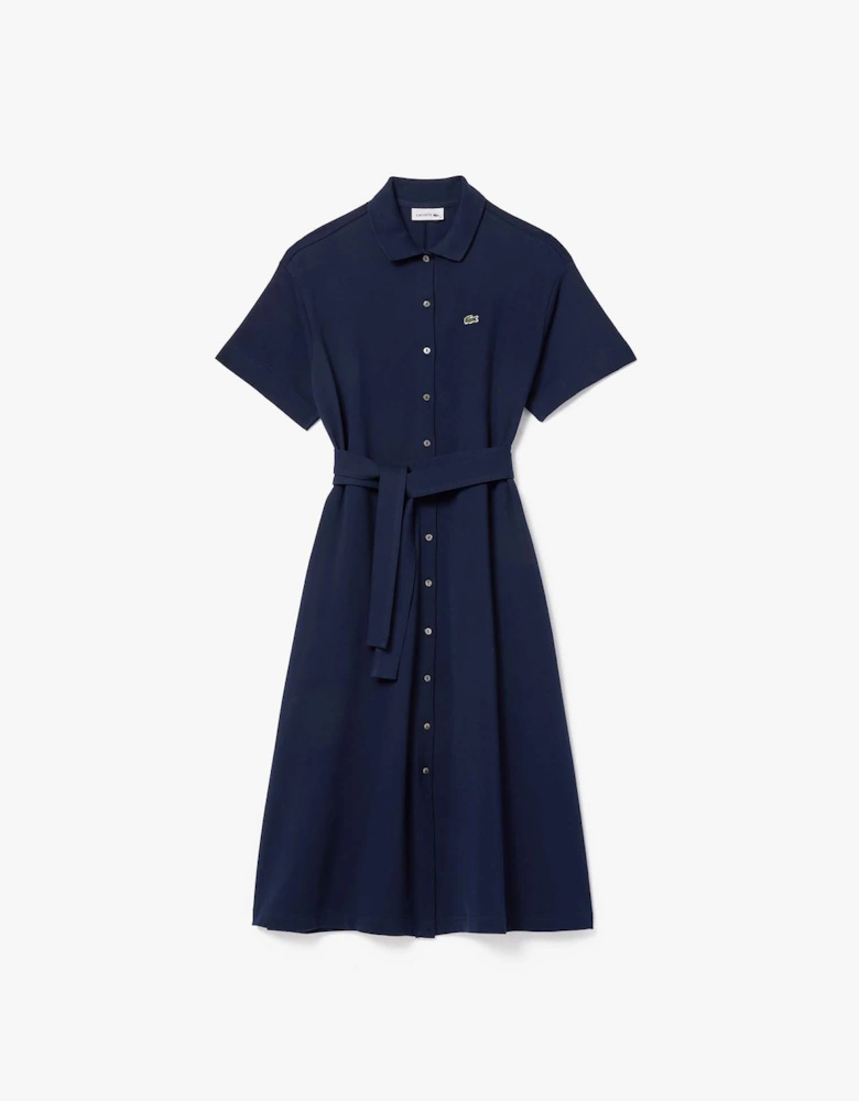 Relaxed Fit Belted Piqué Dress