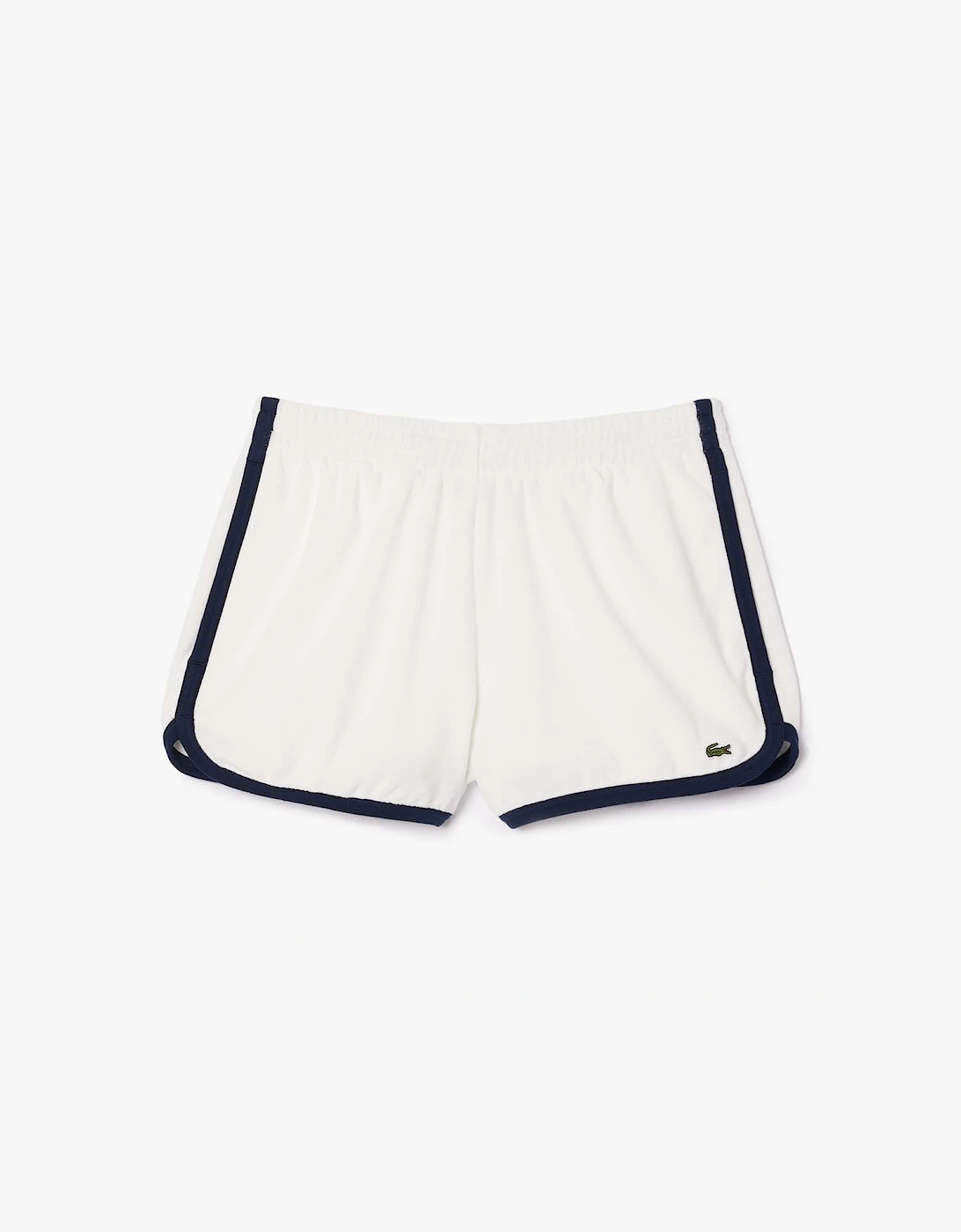 Lacoste Women's Cotton Terry Contrast Accent Shorts - Cream - Size: 10