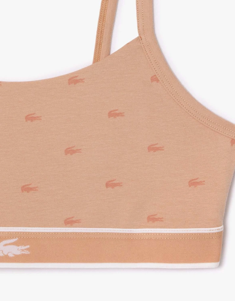 Crocodile Print Stretch Cotton Bralette