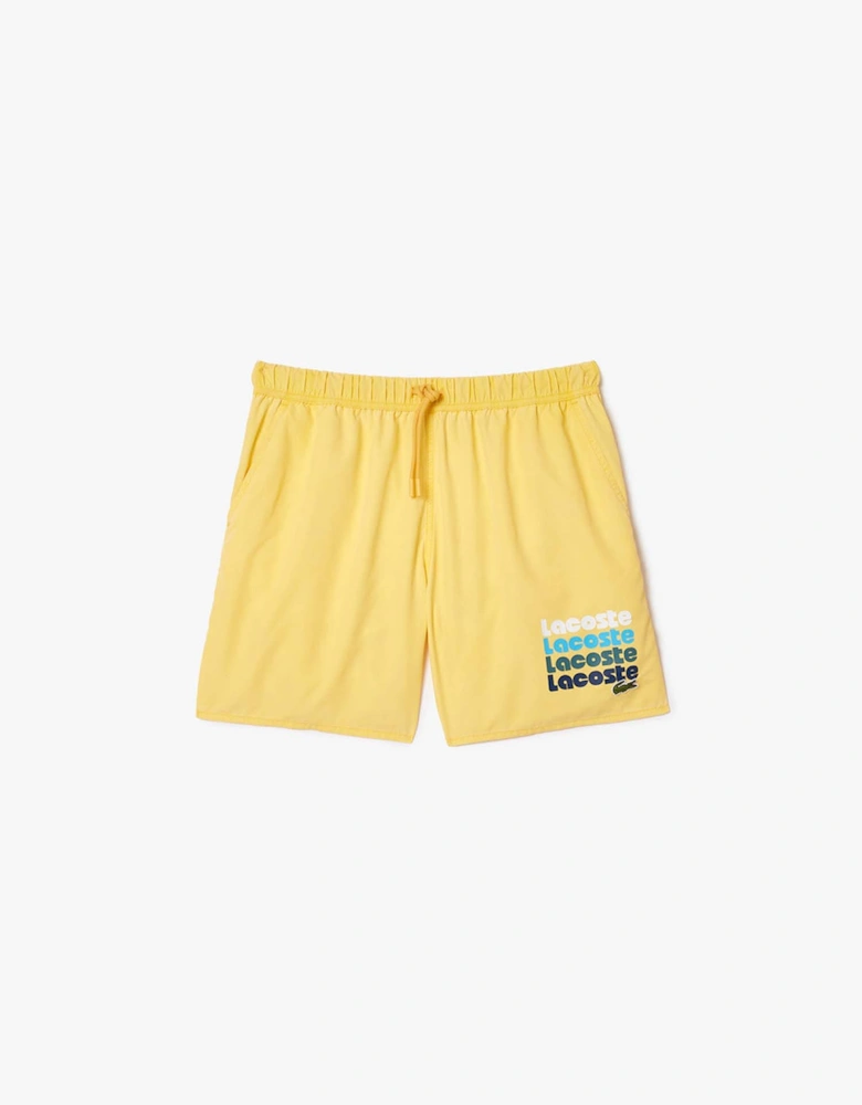 Mid Length Washed Effect Swim Trunks