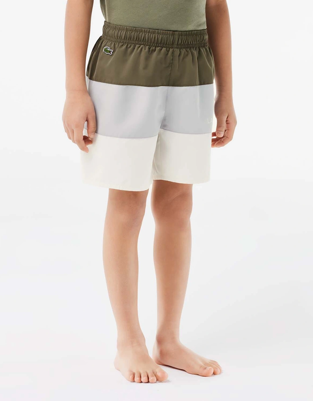 Lacoste Boy's Juniors Colour Block Taffeta Swim Trunks - Green - Size: 6 years