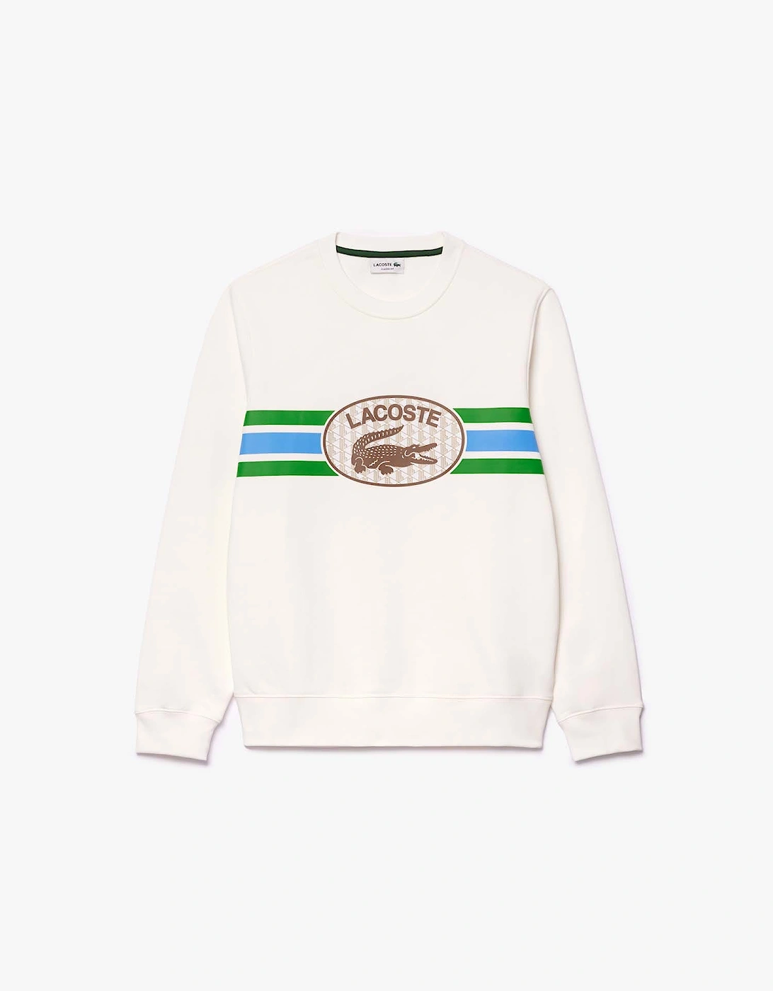 Lacoste Men's Graphic Print Fleece Sweatshirt - Cream - Size: 38