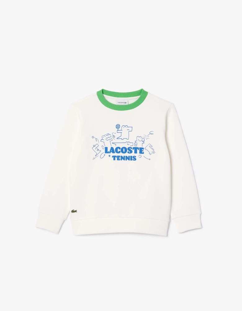 Juniors Fleece Crewneck Print Sweatshirt