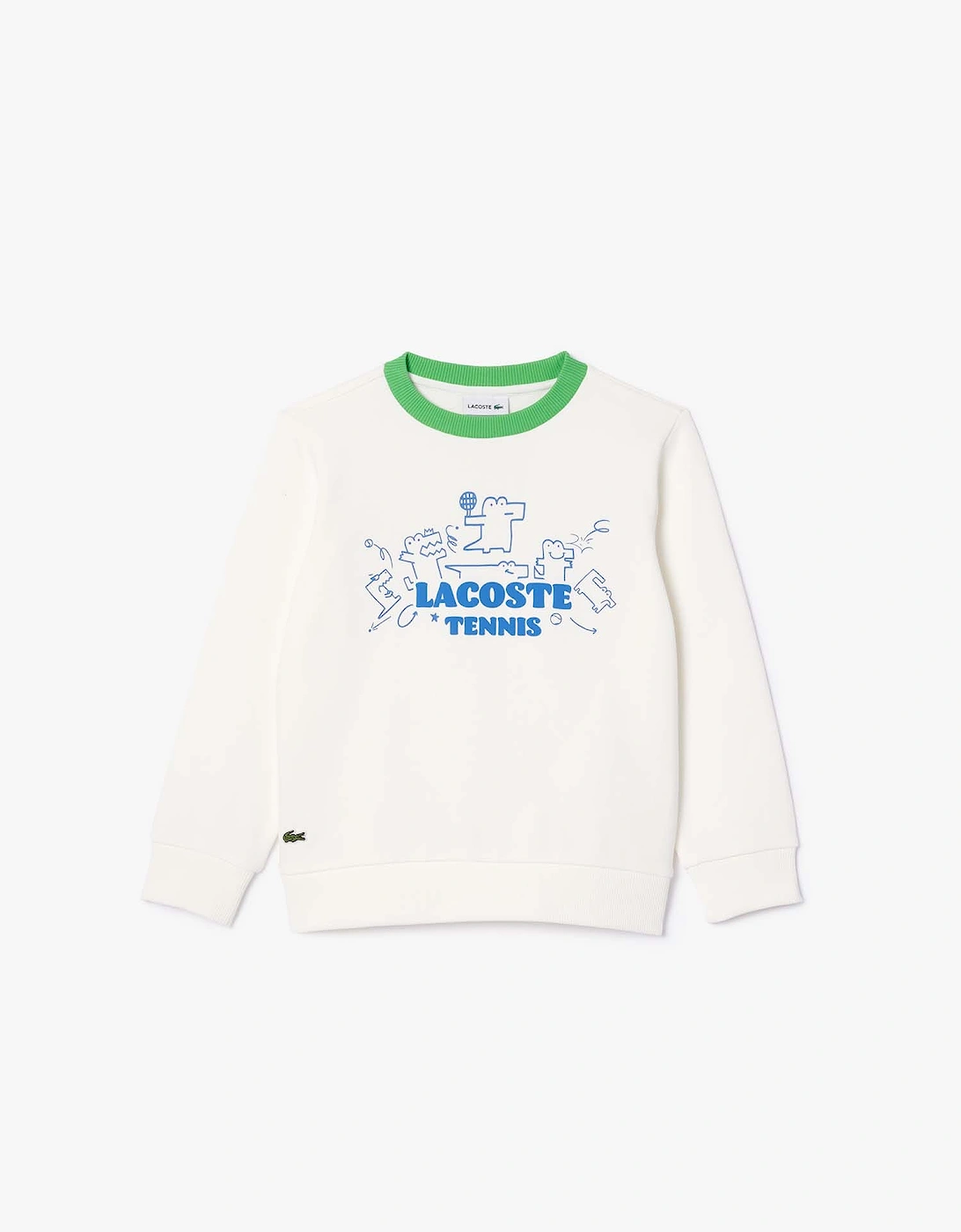 Lacoste Boy's Juniors Fleece Crewneck Print Sweatshirt - Cream - Size: 16 years