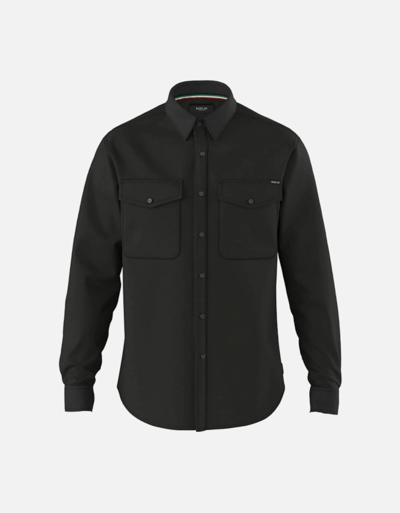 Black Twill Cotton Shirt Black