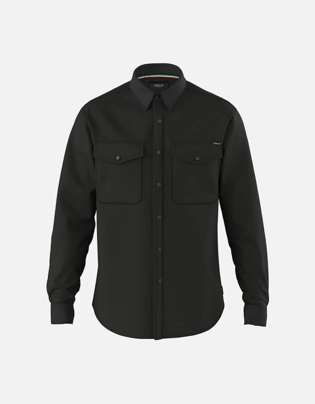 Black Twill Cotton Shirt Black, 4 of 3