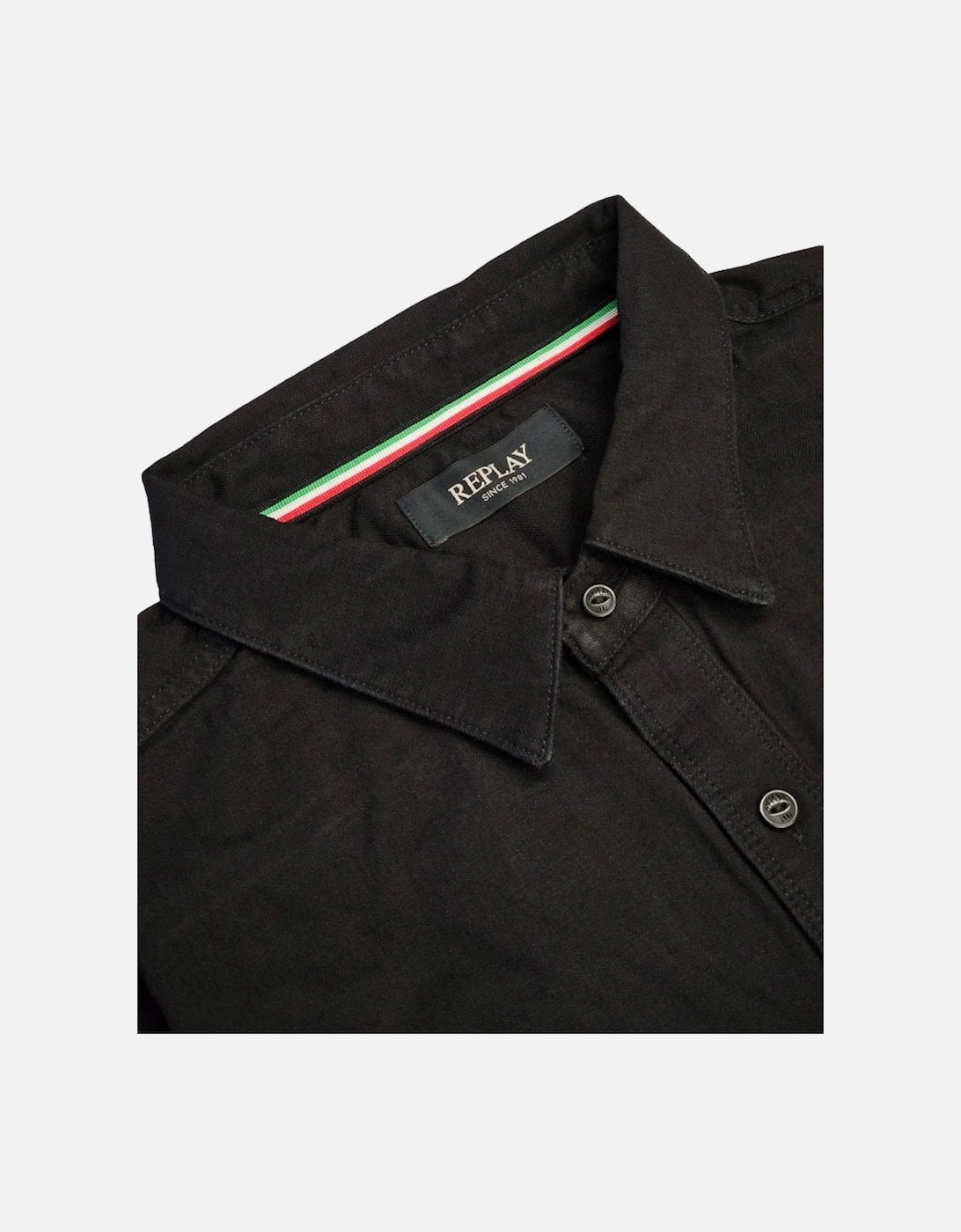 Black Twill Cotton Shirt Black