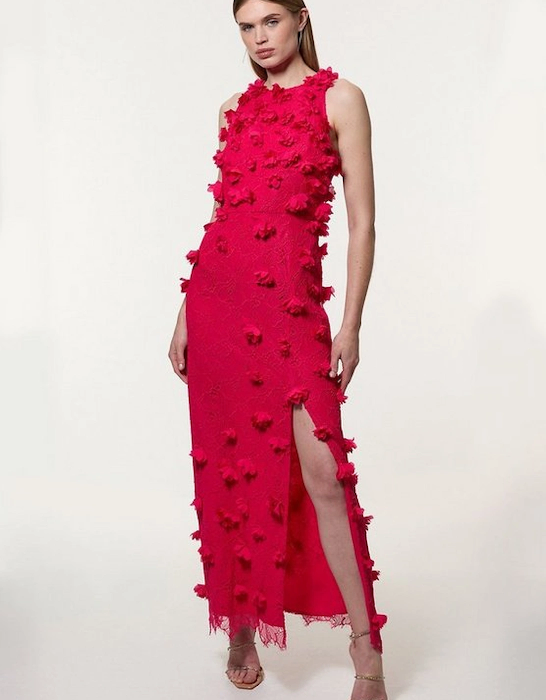 Petal Applique Lace Woven Midi Dress, 5 of 4