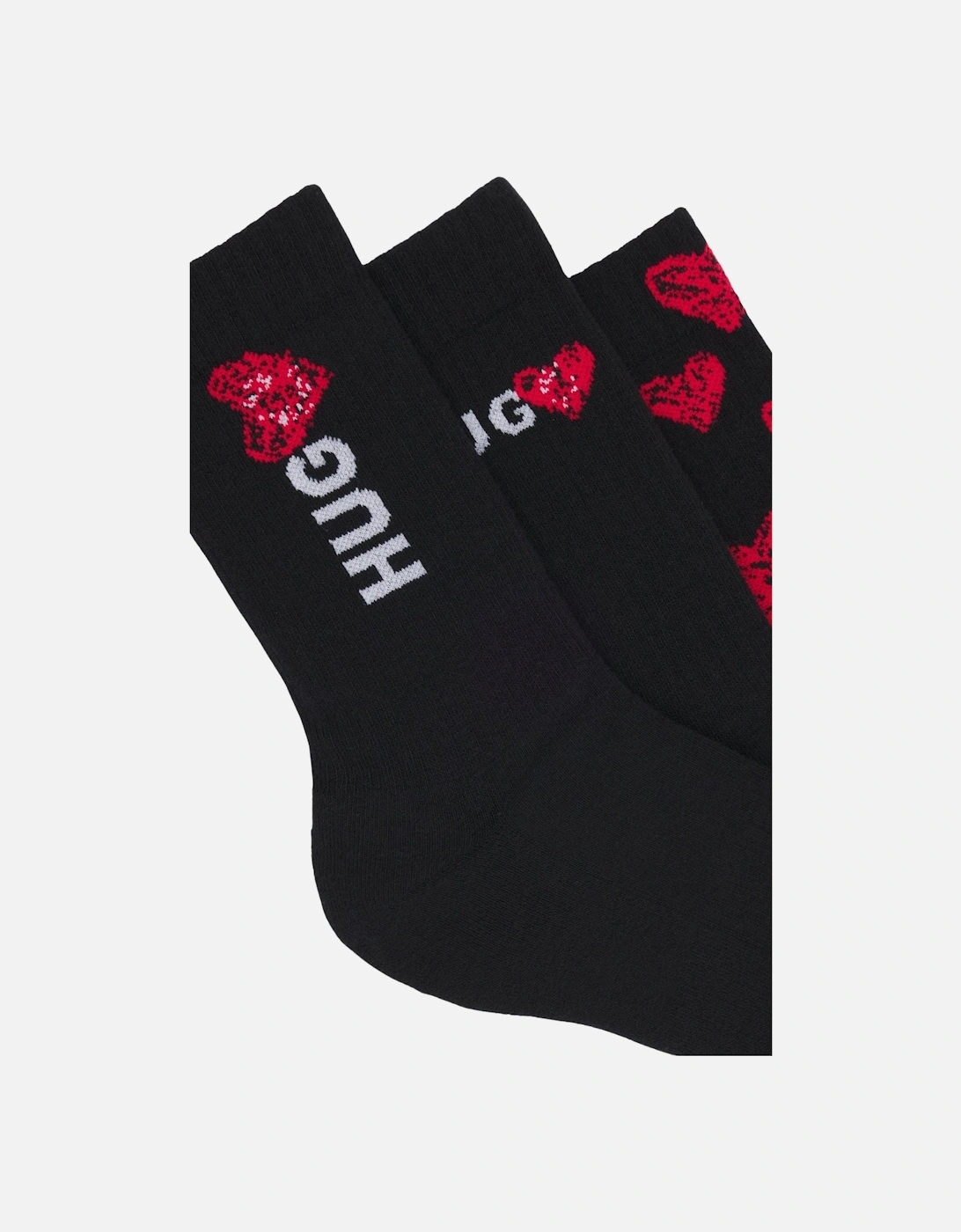 3-Pack Hearts Sports Socks Gift Set, Black