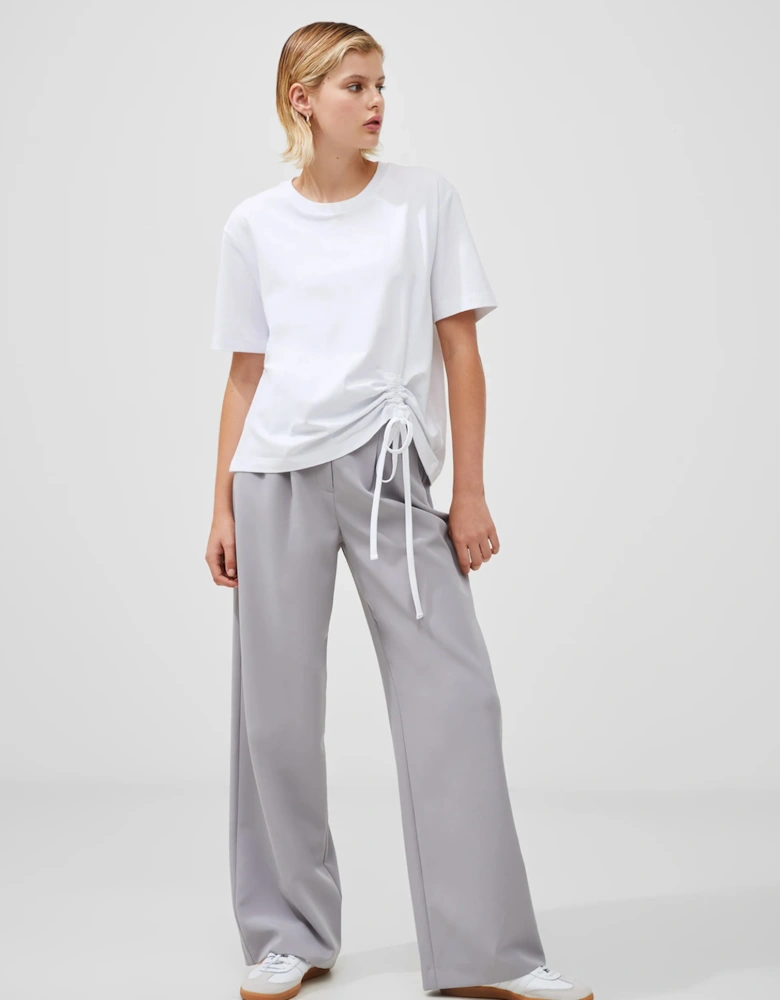 Rallie Cotton Rouched T-Shirt Linen White