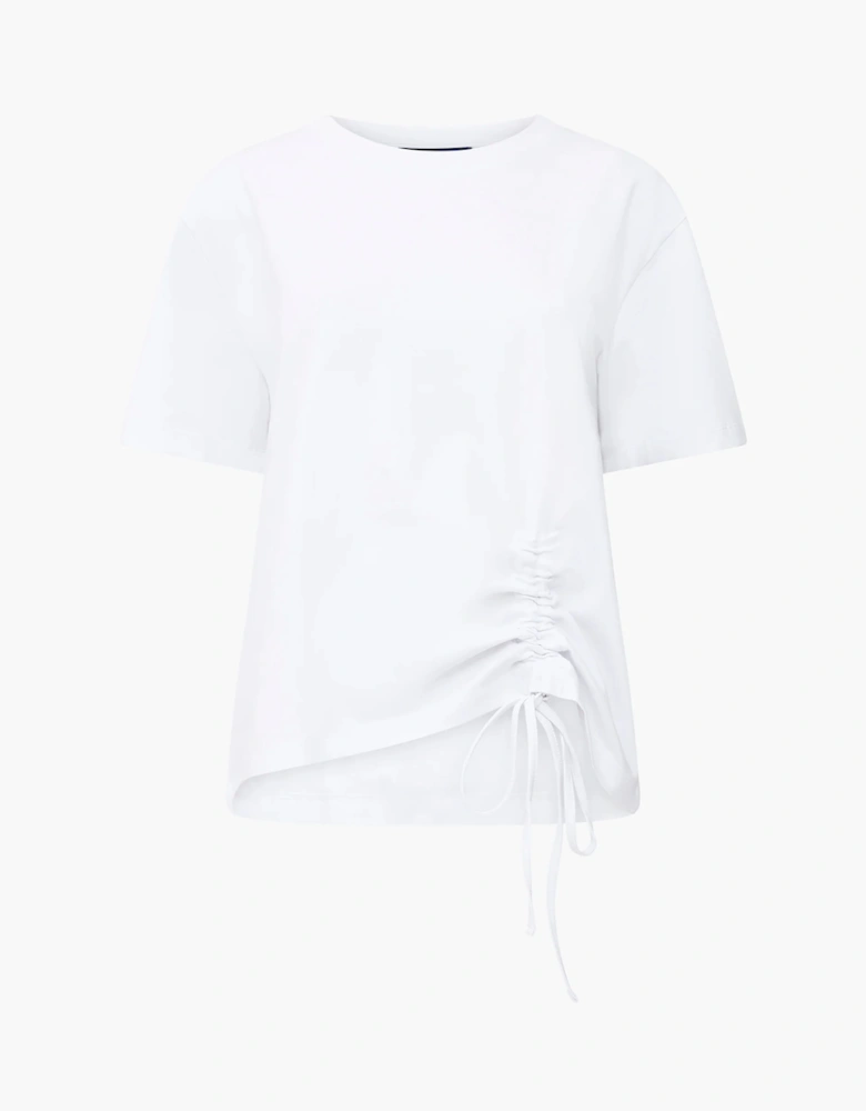 Rallie Cotton Rouched T-Shirt Linen White