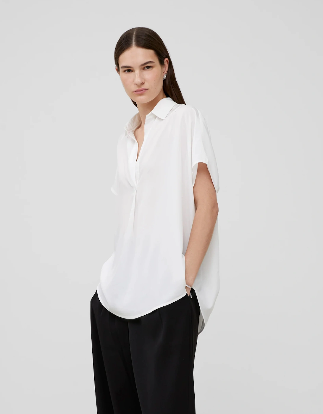 Crepe Light Sleeveless Popover Winter White