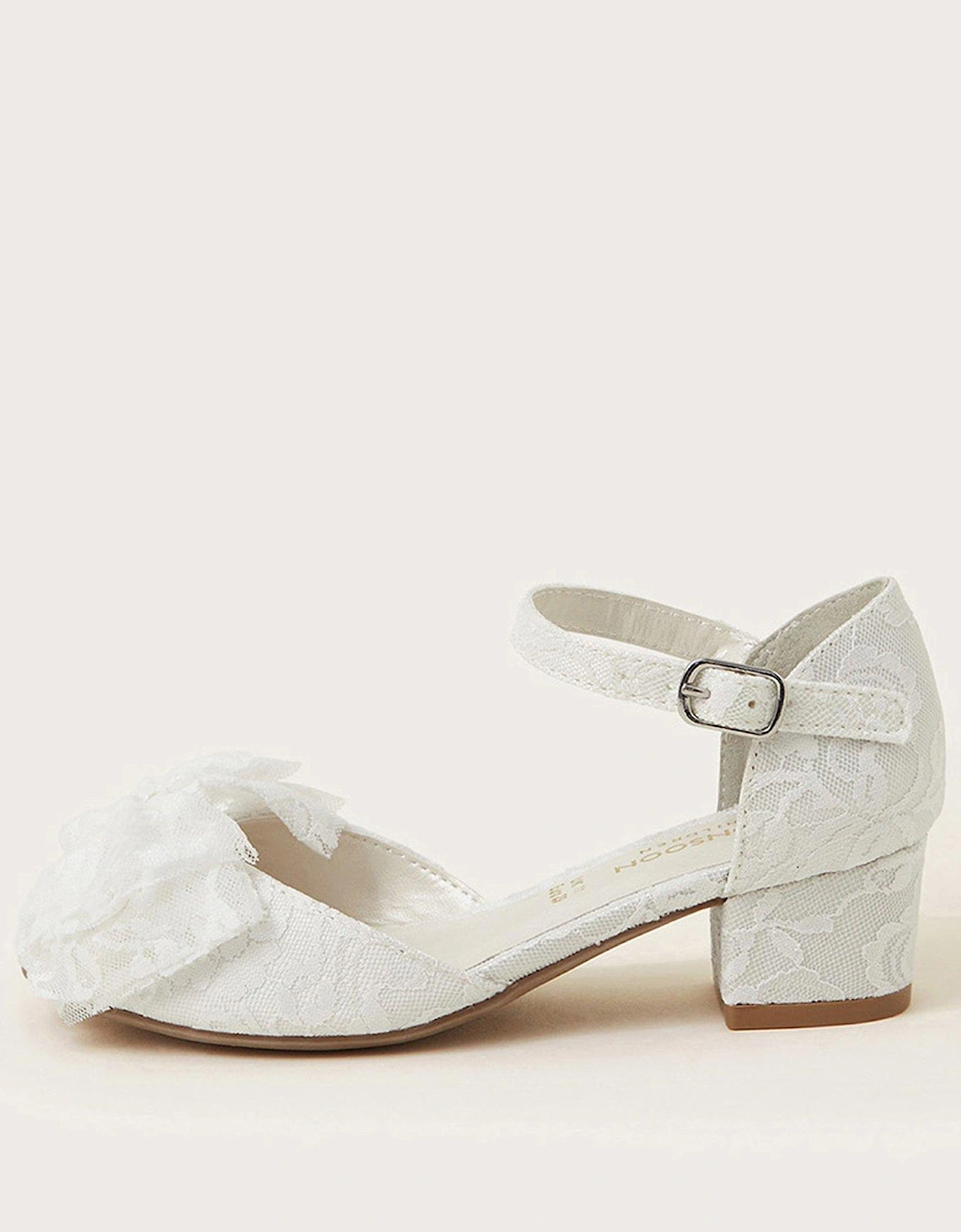 Girls Lacey Floppy Bow Party Heels - Ivory, 2 of 1