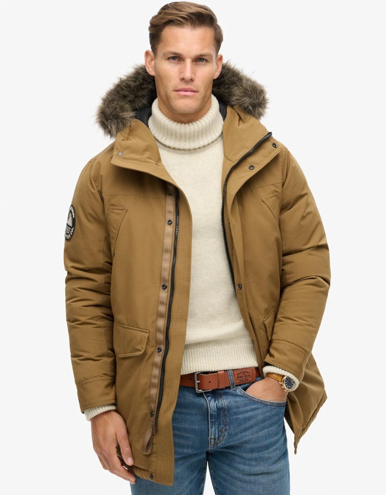 Everest Faux Fur Parka Jacket - Brown