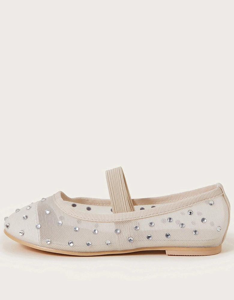 Girls Diamante Flat - Ivory