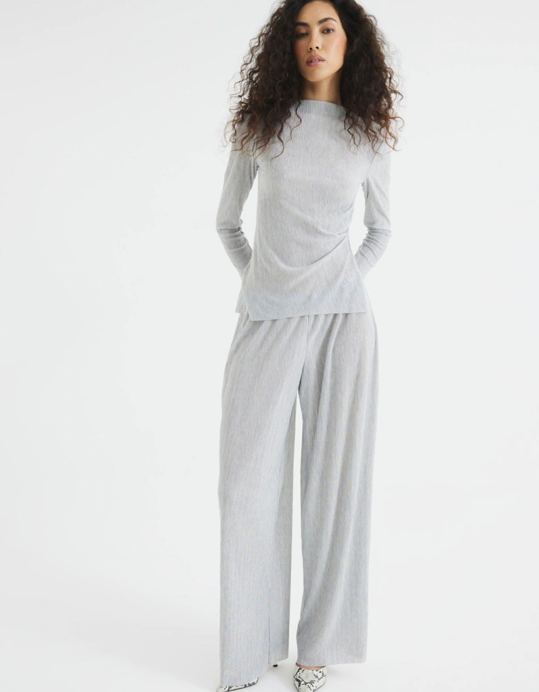 Wide Leg Trouser Set - Light Grey