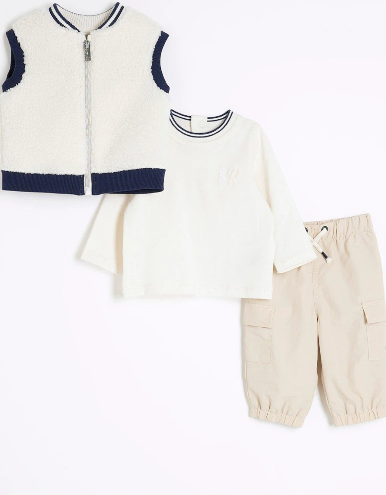 Baby Boys Borg Gilet Set - Beige