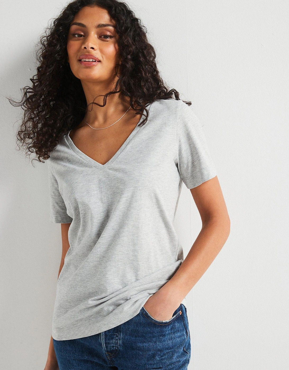 The Essential V Neck T-Shirt - Grey, 2 of 1