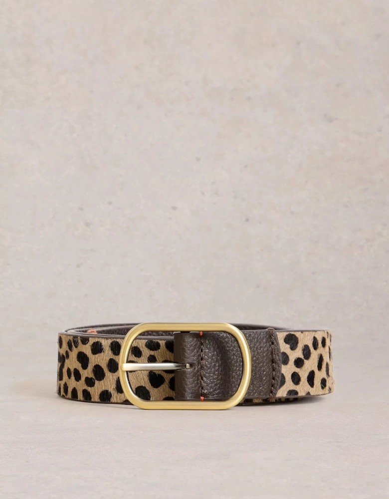 Women's Reversible Leather Belt Natural Multi