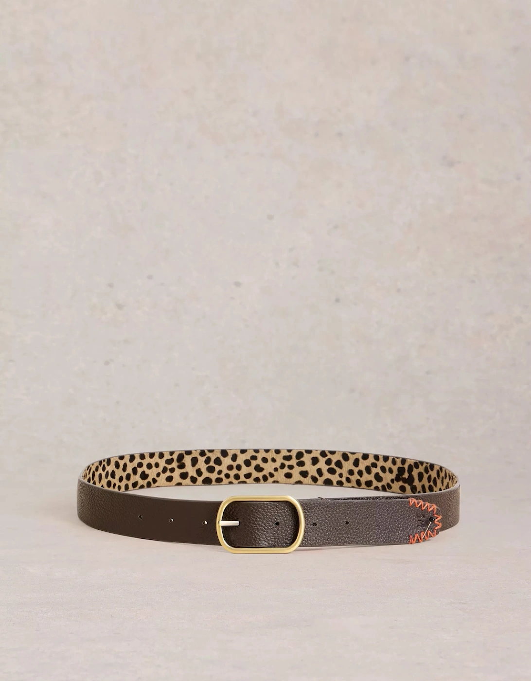 Women's Reversible Leather Belt Natural Multi