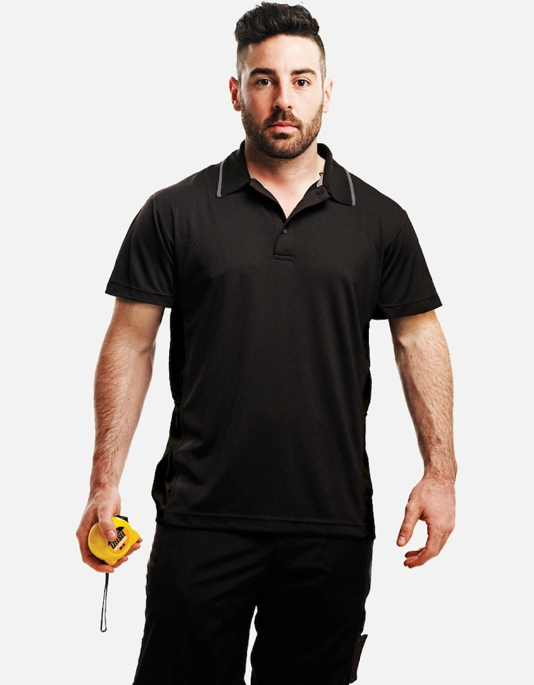 Hardwear Mens Coolweave Moisture Wicking Polo Black TRS147, 2 of 1