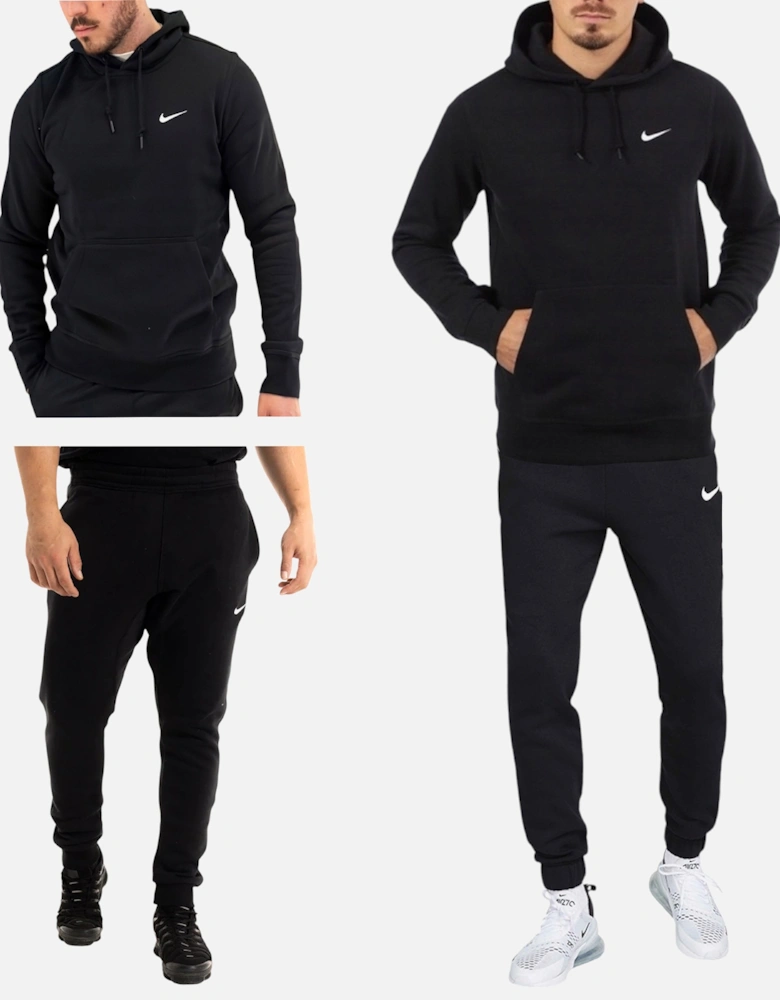 Club Mens Fleece Hoodie Joggers Winter Pullover Sportswear Black