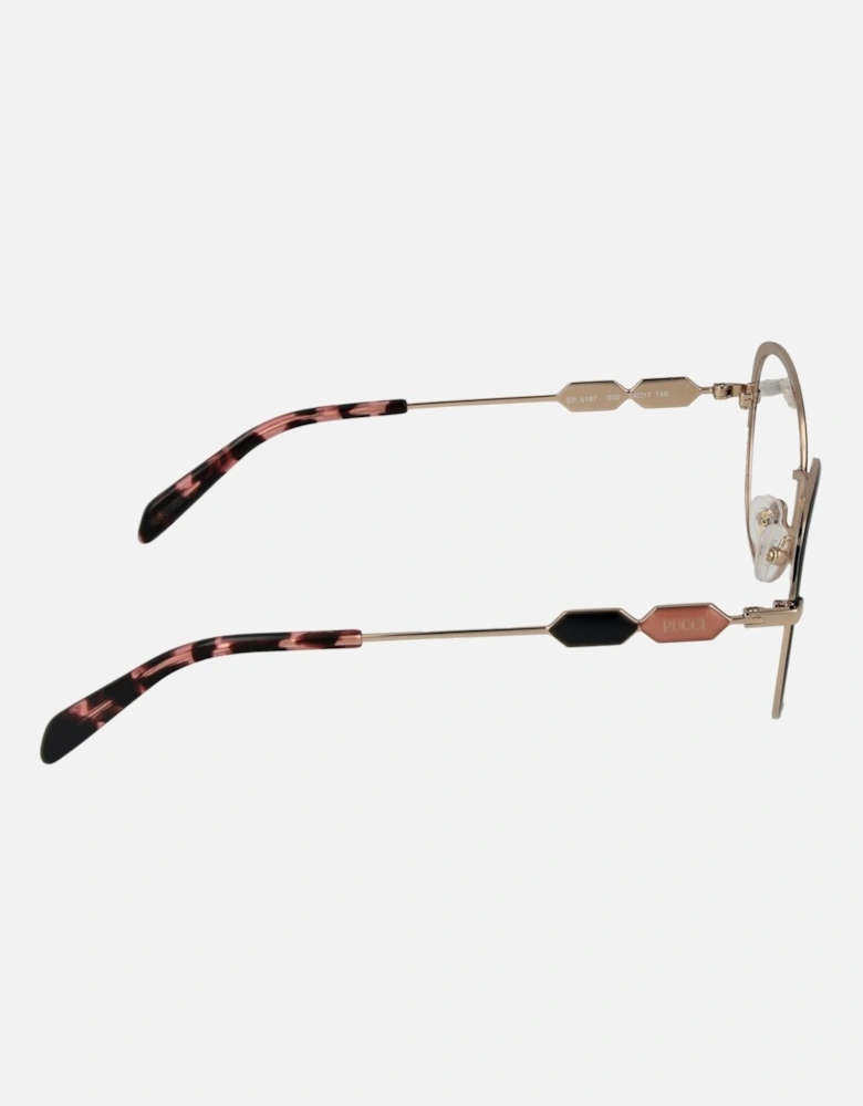 Round Full-Rim Metal Frame Glasses Women - Black