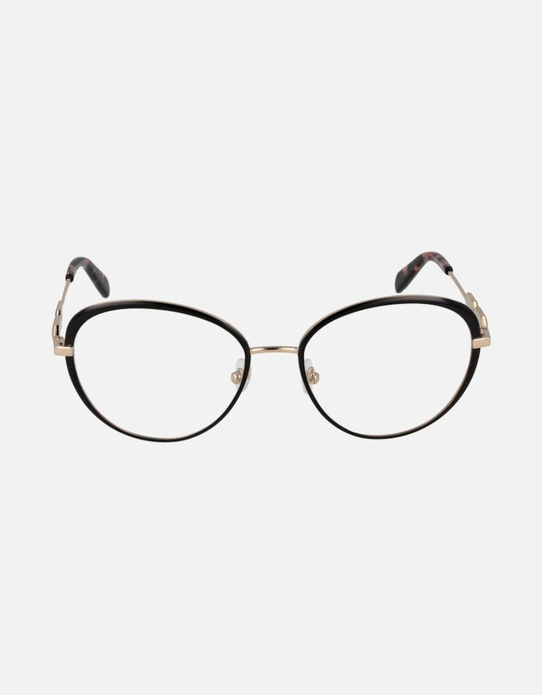Round Full-Rim Metal Frame Glasses Women - Black