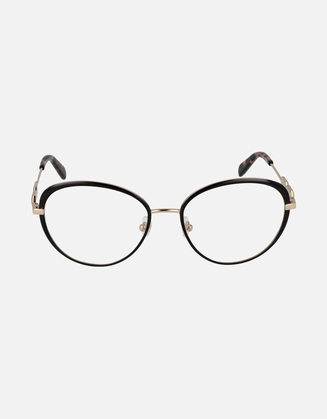 Round Full-Rim Metal Frame Glasses Women - Black