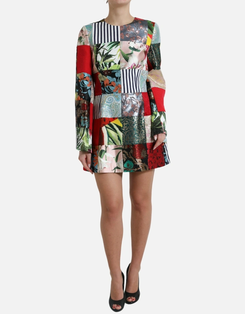Jacquard Floral Shift Mini Dress Women - Multicolor Dresses