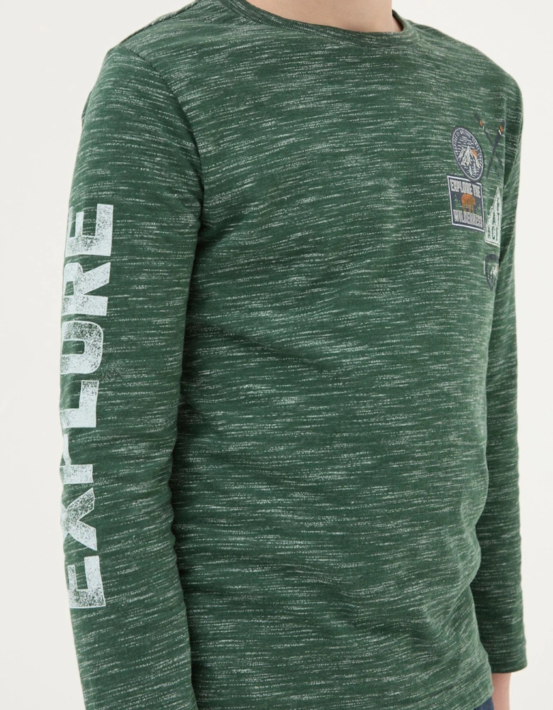 Boys Explore Ski Long Sleeve T-Shirt - Dark Green