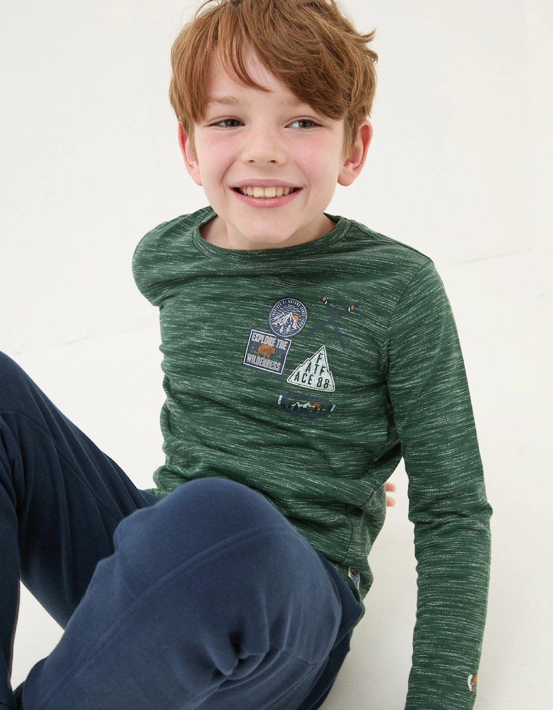 Boys Explore Ski Long Sleeve T-Shirt - Dark Green