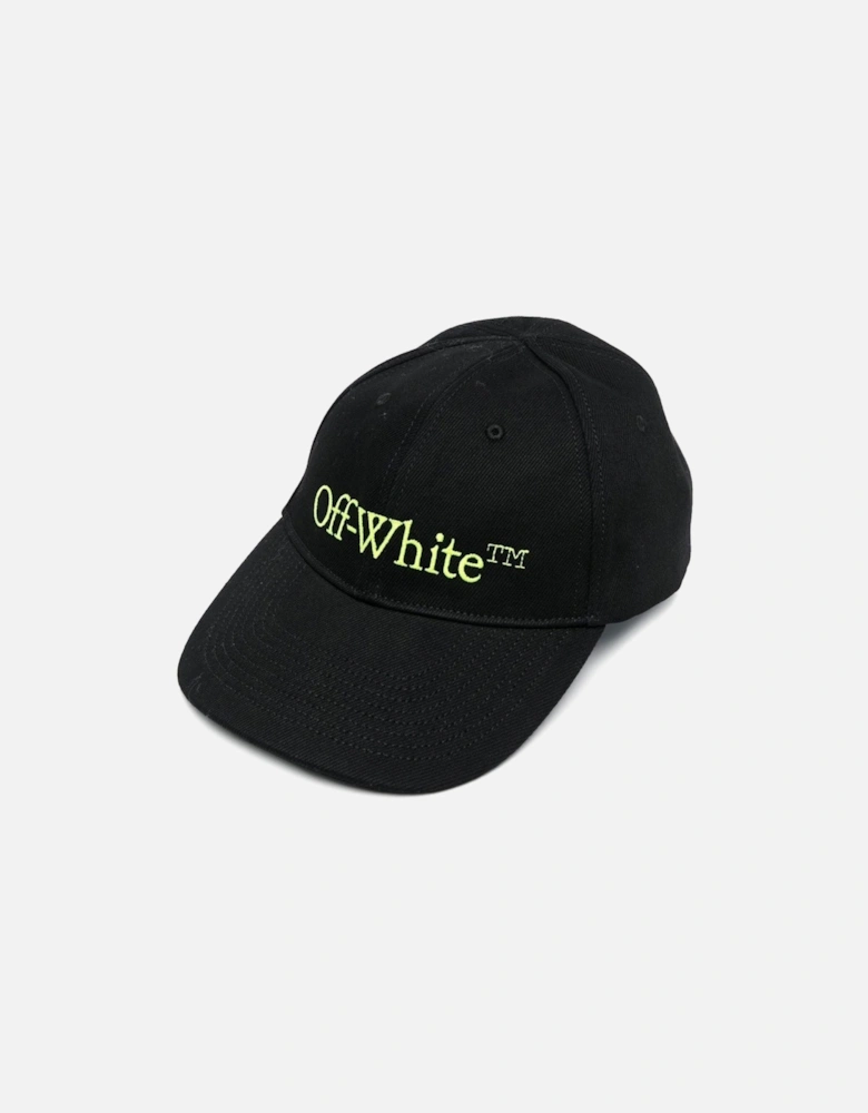 Bookish Green Embroidered Baseball Cap in Black