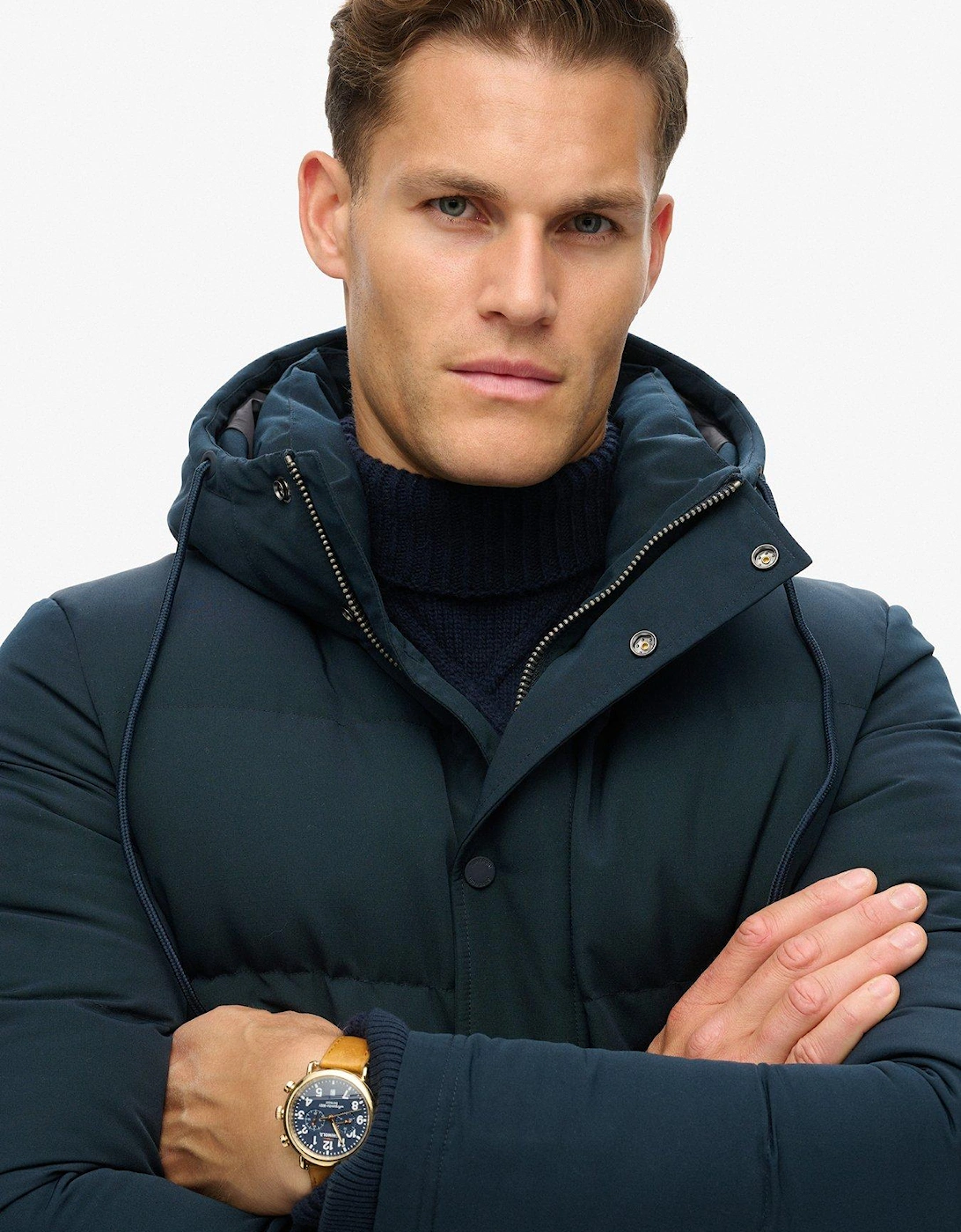 Everest Hooded Padded Coat - Navy