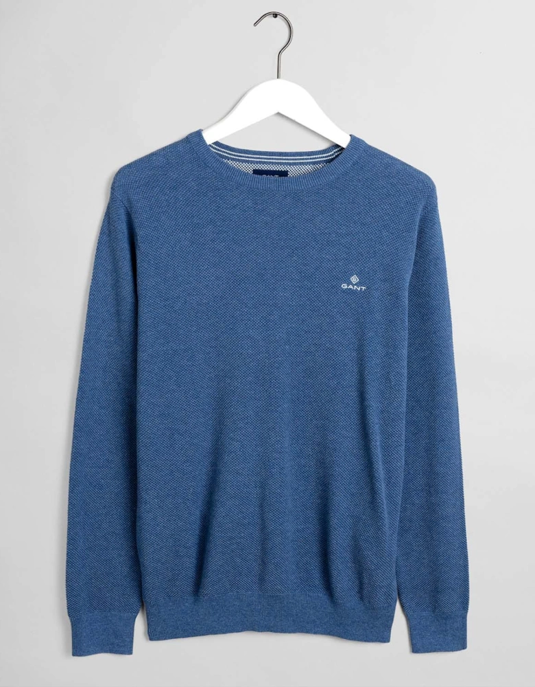 Mens Cotton Pique Crewneck Sweatshirt