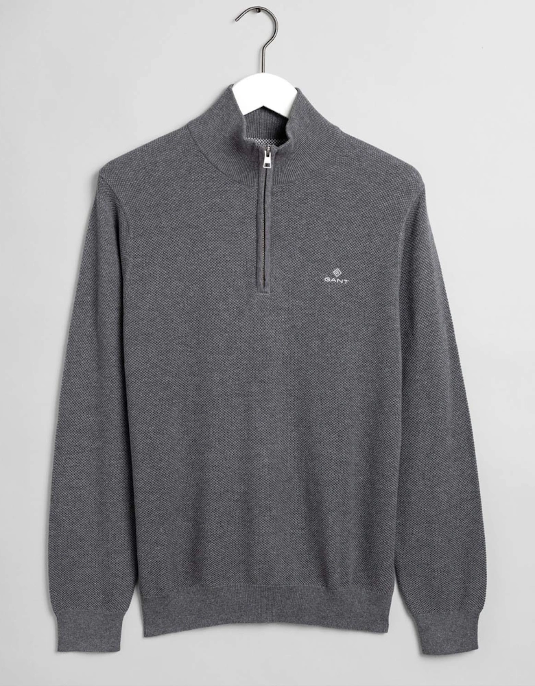 Cotton Piqué Half-Zip Sweatshirt - Mens Cotton Pique Half Zip Sweater