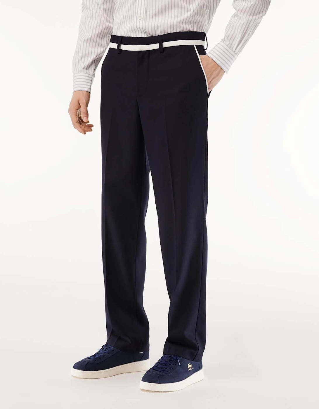 Lacoste Men's Straight-Fit Badge Detail Suit Pants - Blue - Size: Regular/32/32/32